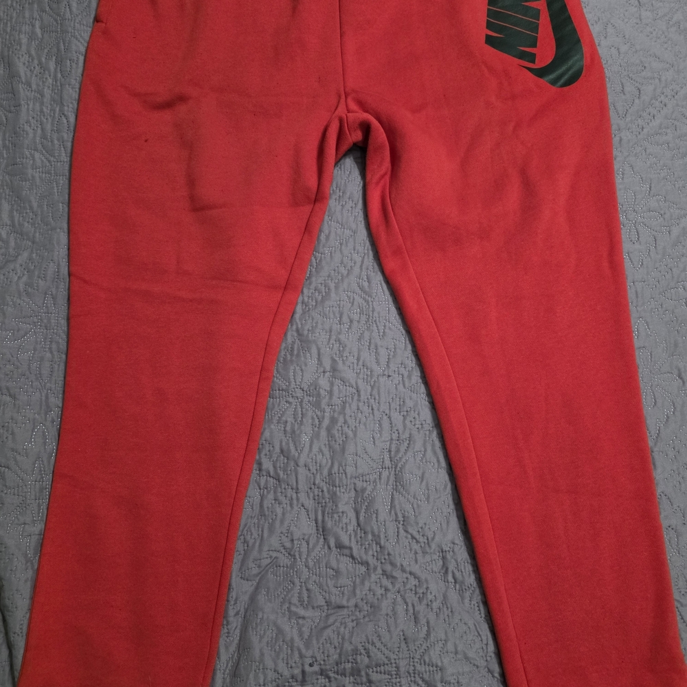 Nike Red Mens Sweatpant Joggers with Black Logo